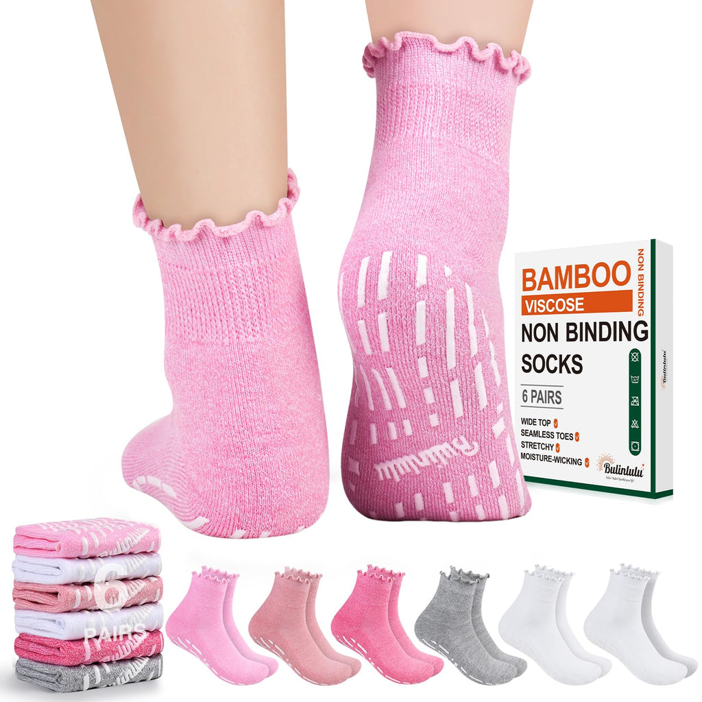 Non Slip Diabetic Socks for Women 6 Pairs Size 9-11 J7274