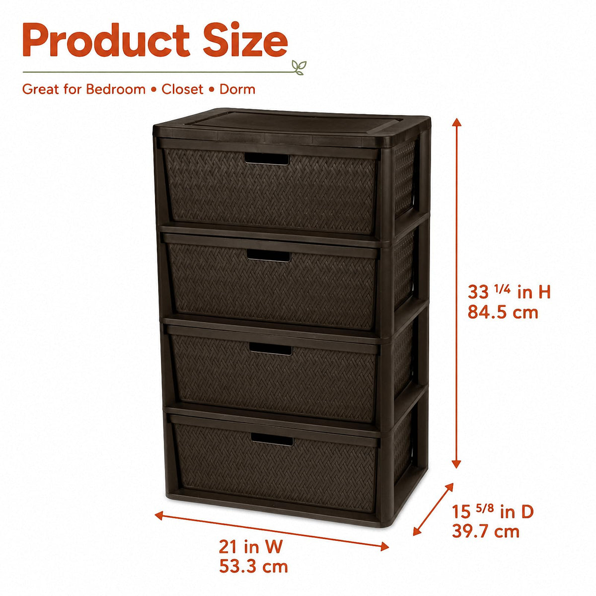 Brown 4 Drawer Plastic Storage Tower M79852