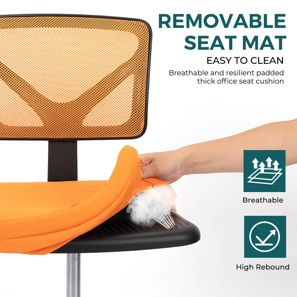 Orange Mesh Ergonomic Adjustable Swivel Rolling Office Chair U51085