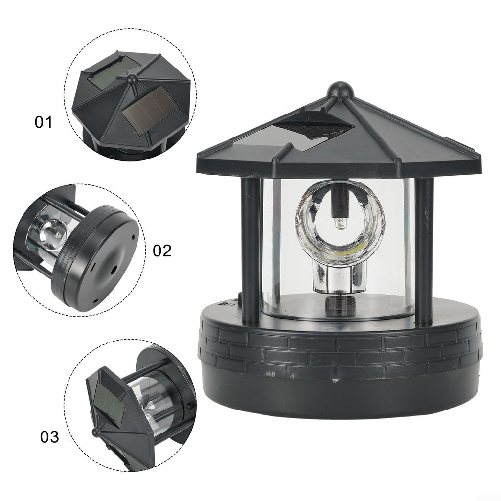 Solar Powered Lighthouse IP65 360 Degree Rotating Lamp T566
