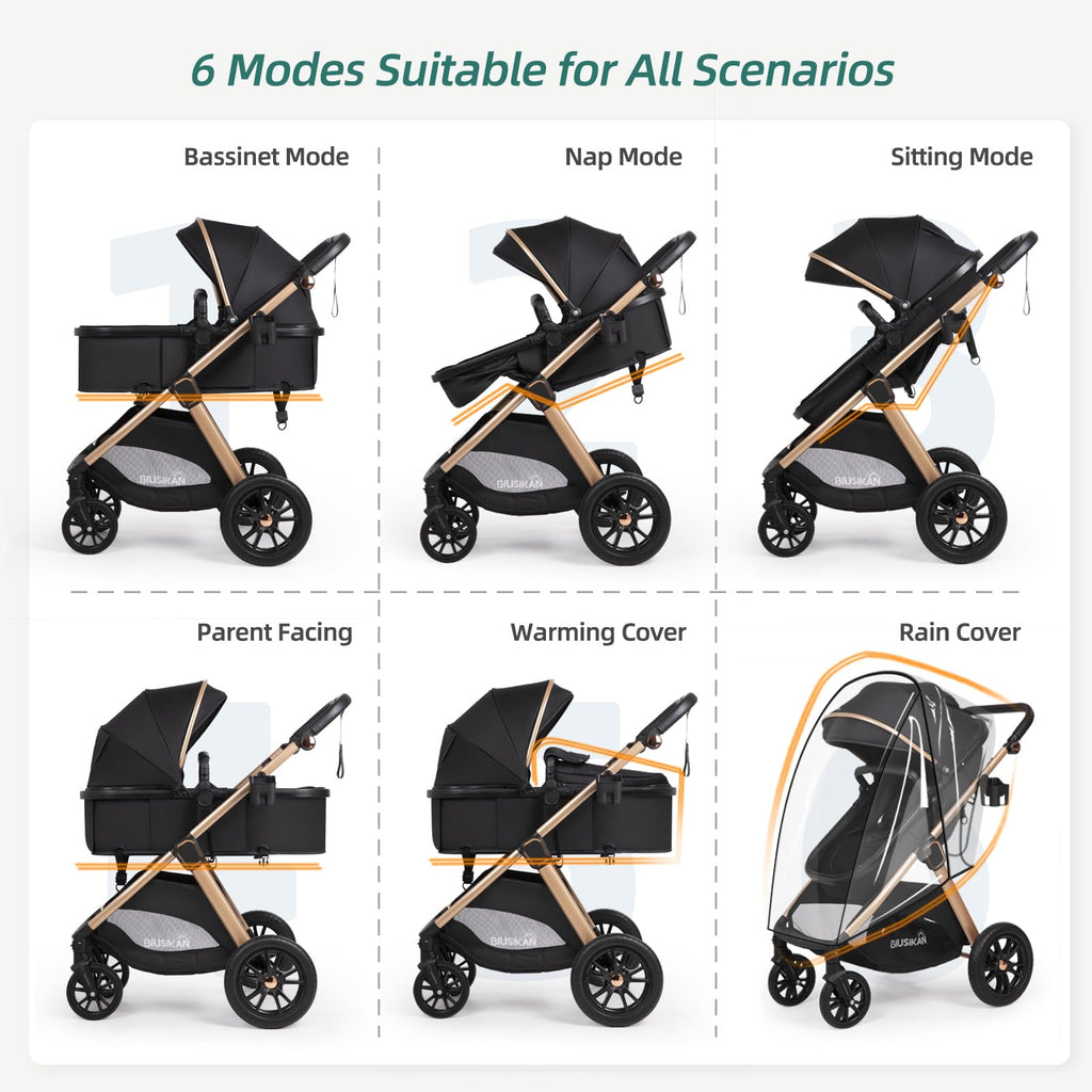 6-in-1 Convertible Baby Stroller with Bassinet O1846