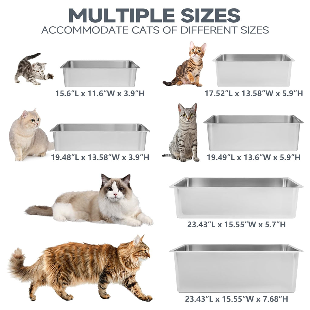 XL Stainless Steel High Sided Cat Litter Box K183