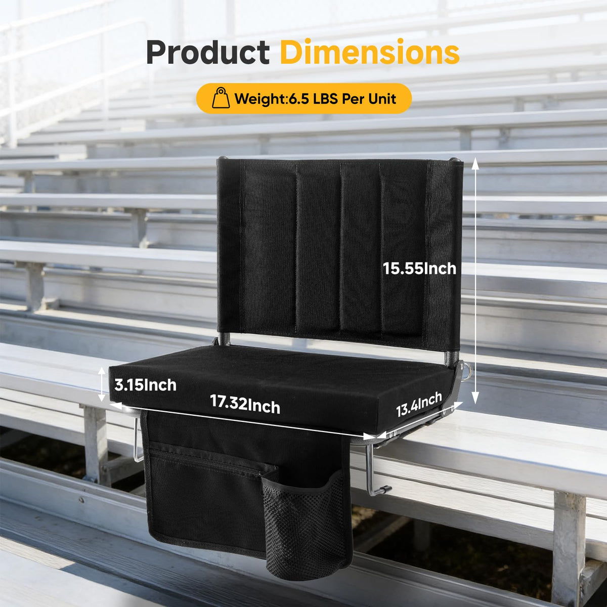 Stadium Seats with Back Support 2 Pack, Black F1288