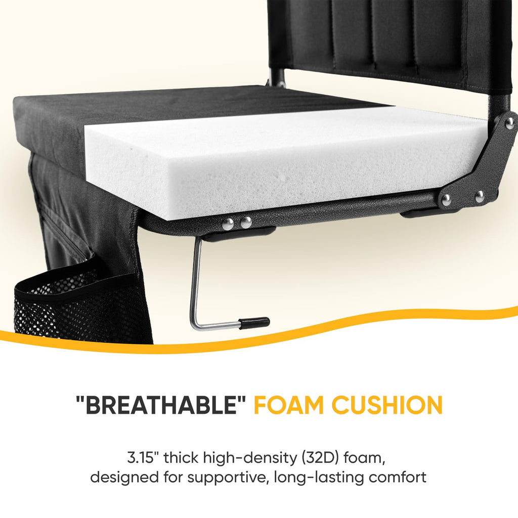 Stadium Seats with Back Support 2 Pack, Black F1288