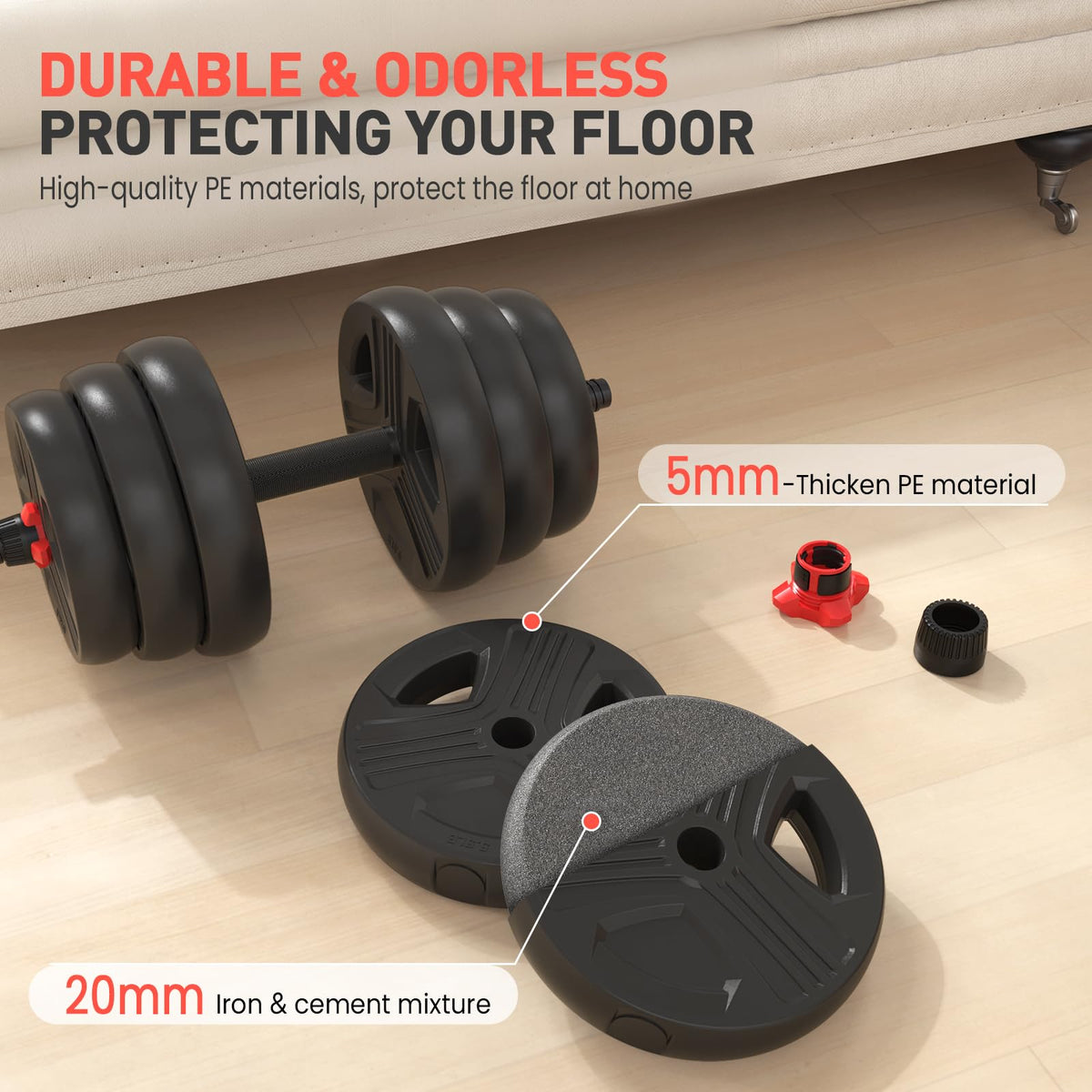 Adjustable Dumbbell Set 20/30/40/60/80 lb Free Weight Set Y51851
