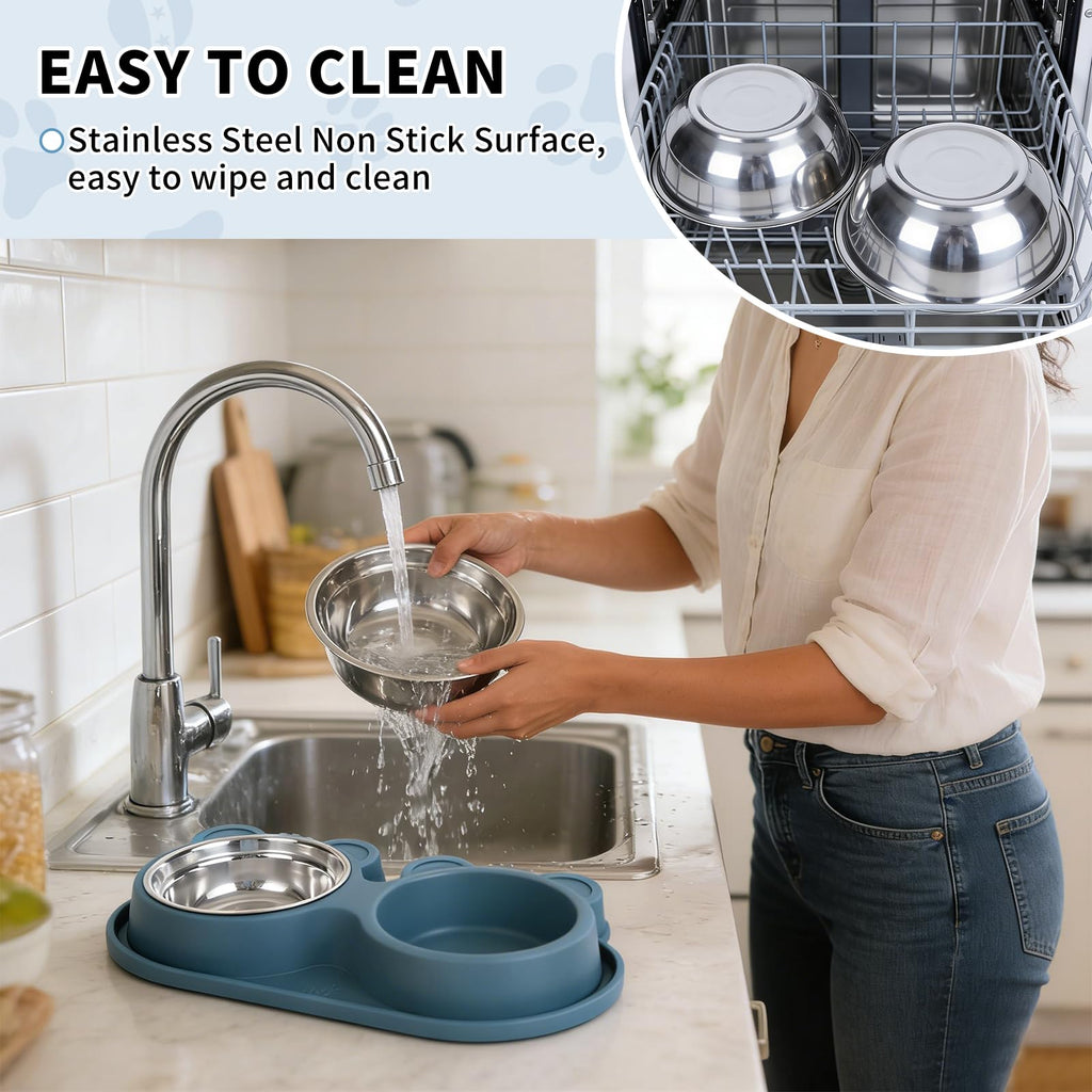 Stainless Steel Double Pet Bowls with Non-Slip Base X40615