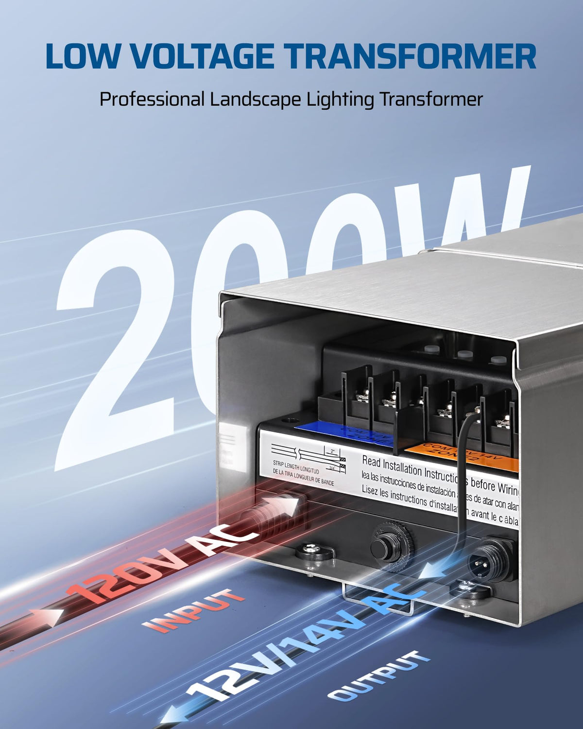 200W Low Voltage Landscape Transformer F914560