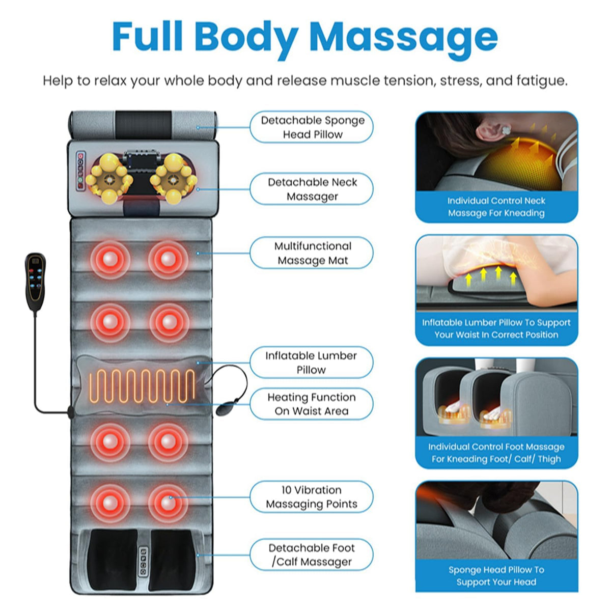 Full Body Massage Mat with Heat J197