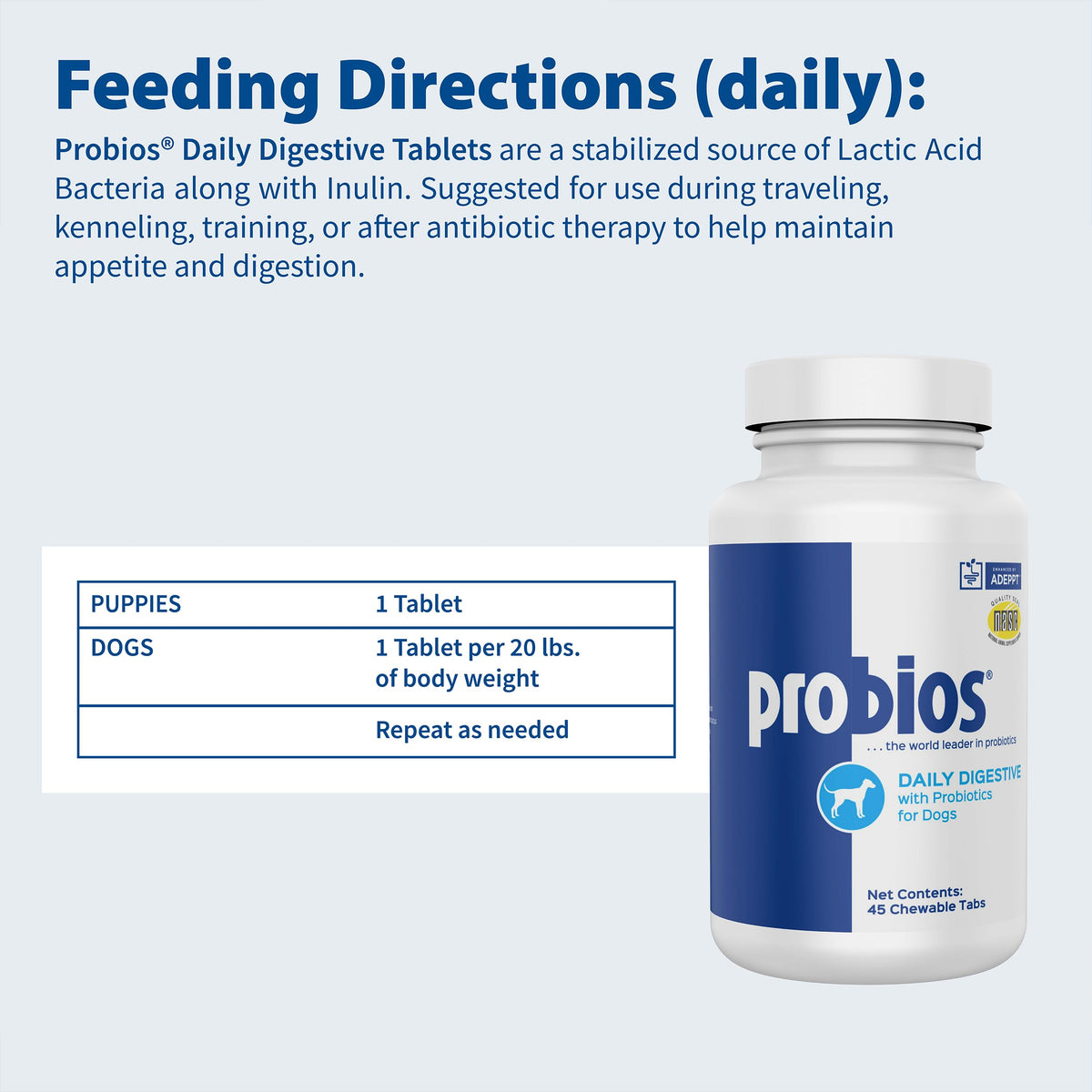 Digestive Dog Tabs 45 chewable tablets N5102