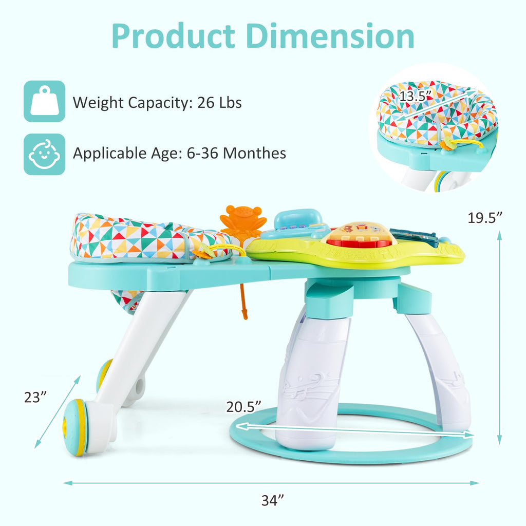 3 in 1 Baby Activity Center Walker with Play Table Green X48451