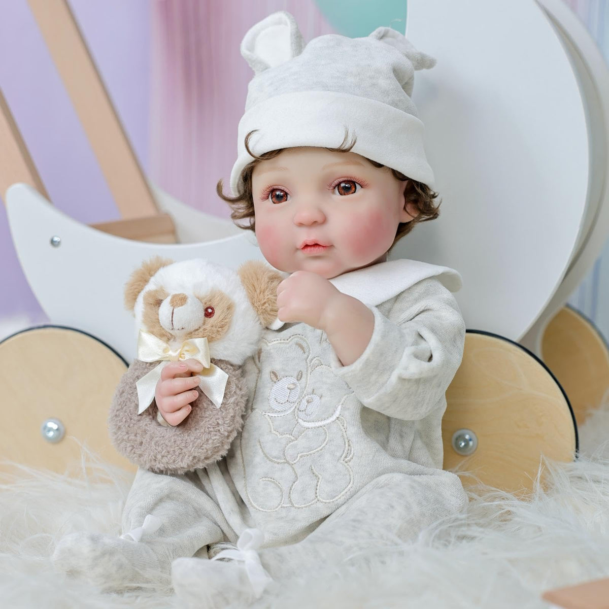 20-Inch Realistic Reborn Baby Doll with Hand-Rooted Hair M723