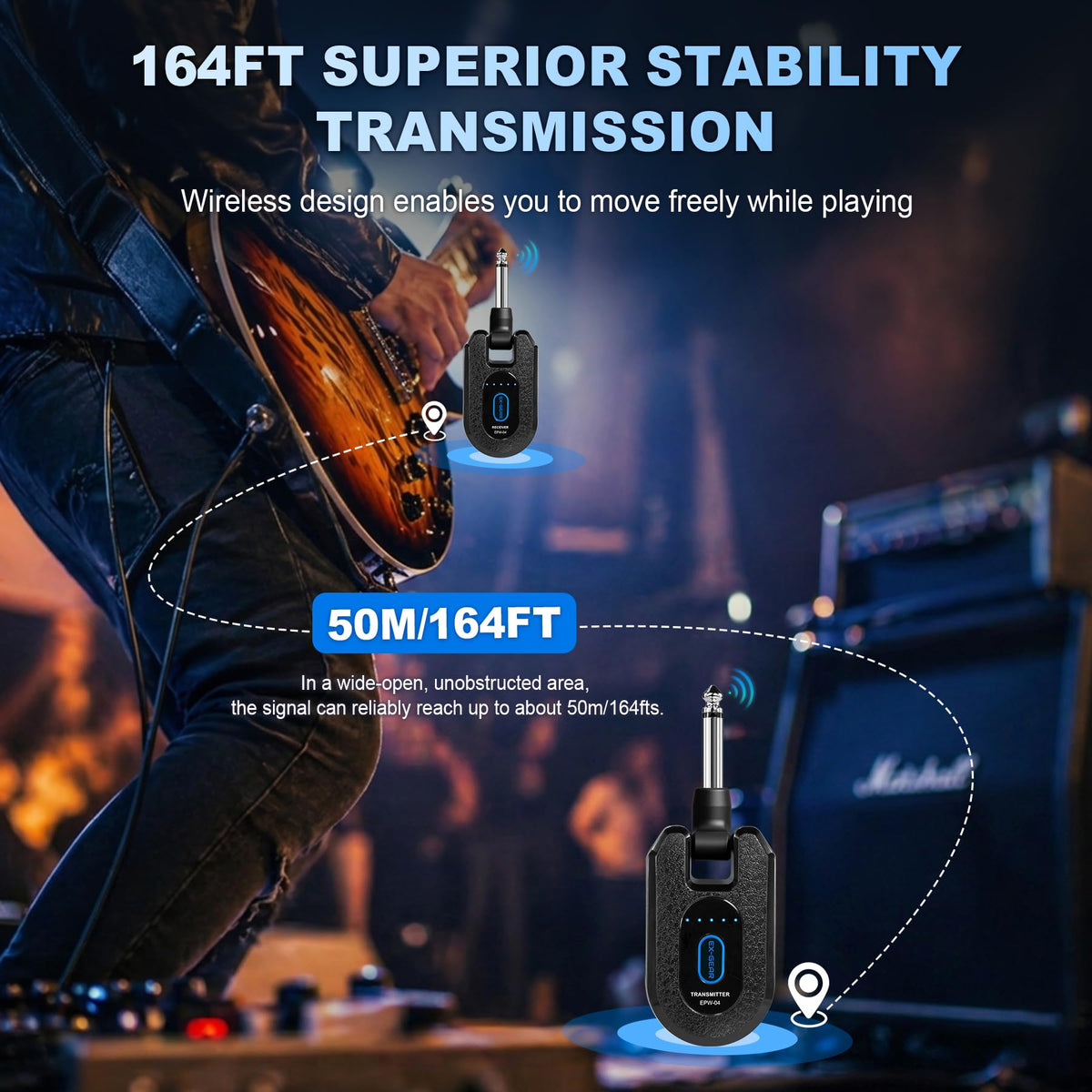 Wireless Guitar System 2.4GHz for Electric Guitar Bass U596206