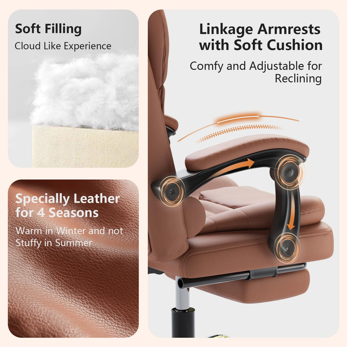 Ergonomic High Back Office Chair with Lumbar Support and Footrest I845694