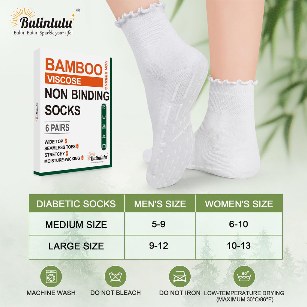 Non Slip Diabetic Socks for Women 6 Pairs Size 9-11 J7274