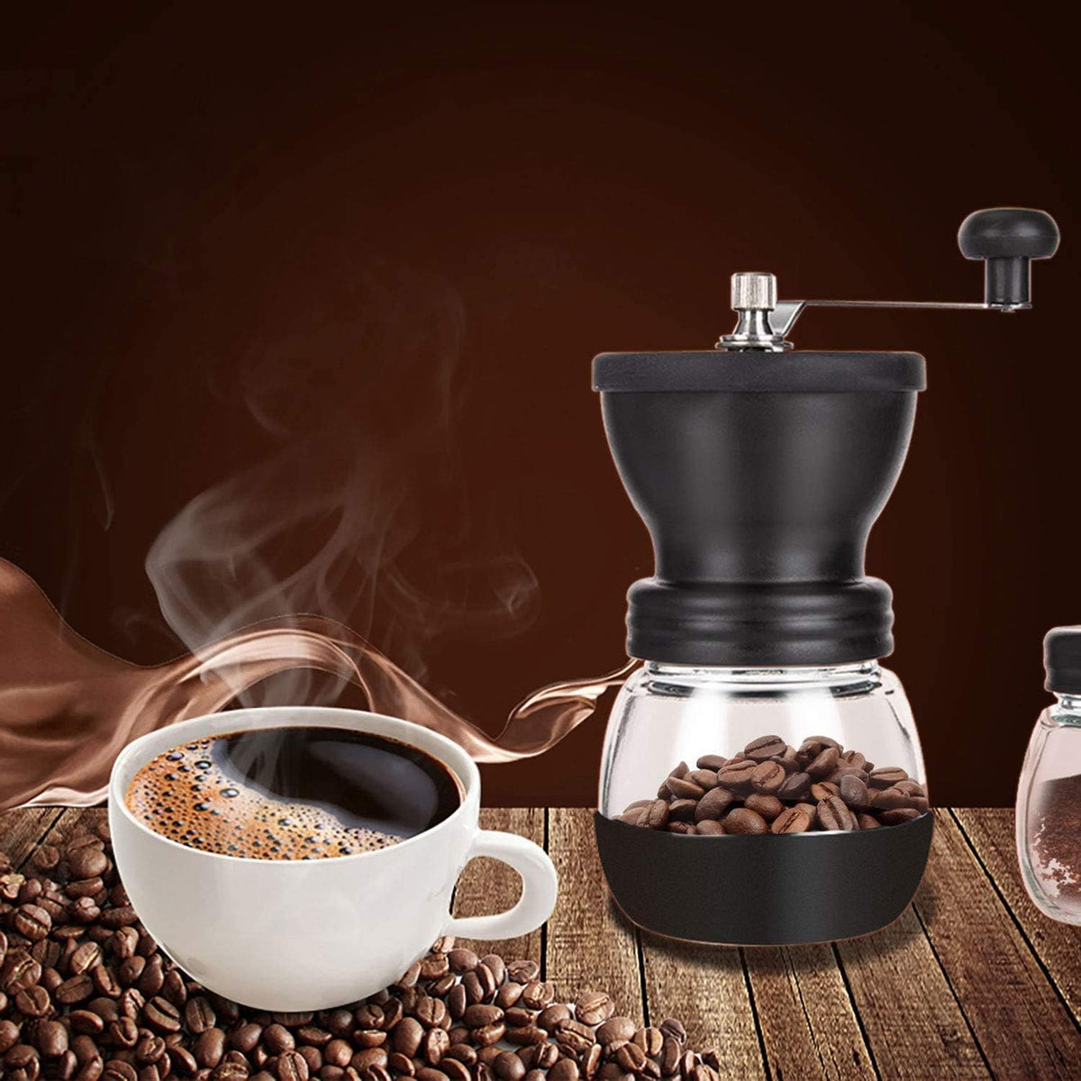 Manual Coffee Grinder with Ceramic Burr and 2 Glass Jars C714118