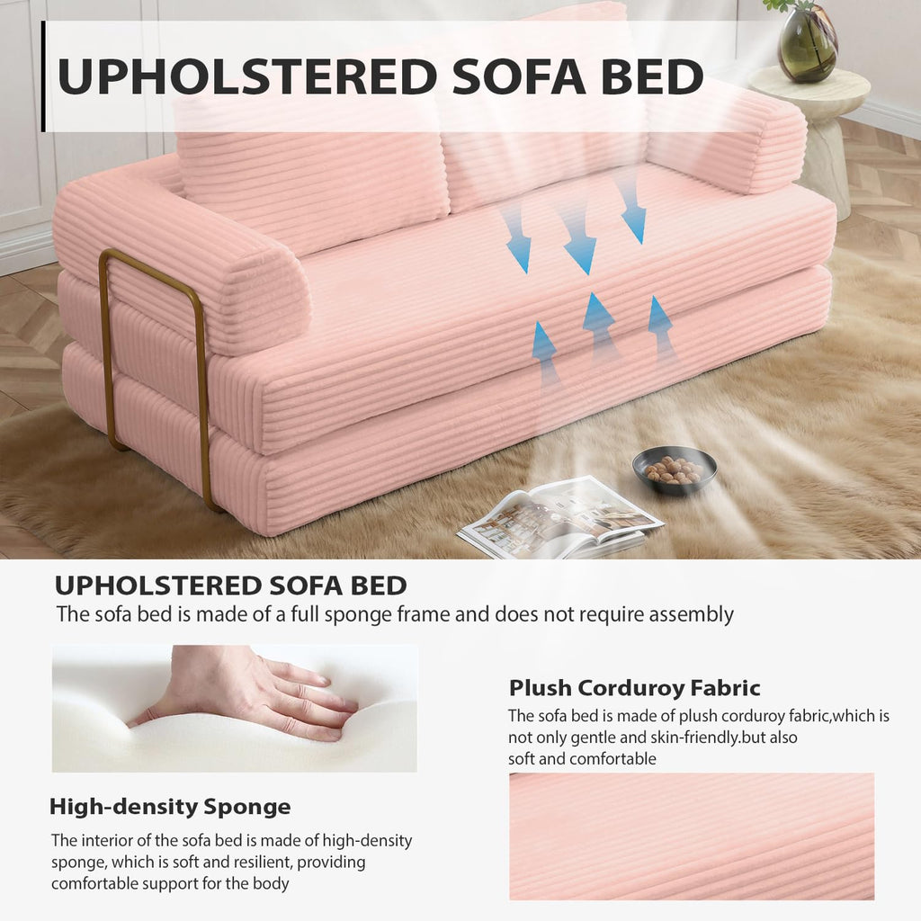 Pink Convertible Sleeper Sofa Bed I115338