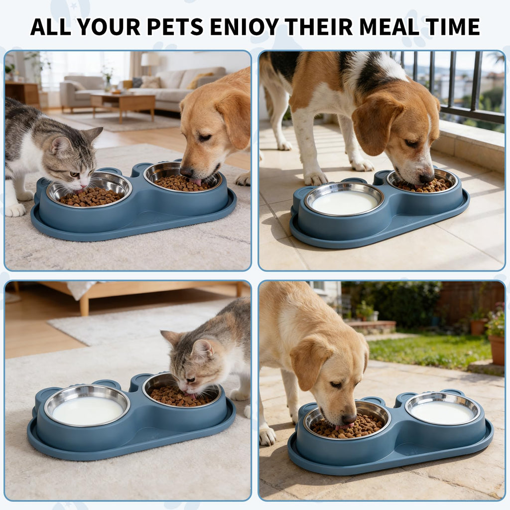 Stainless Steel Double Pet Bowls with Non-Slip Base X40615