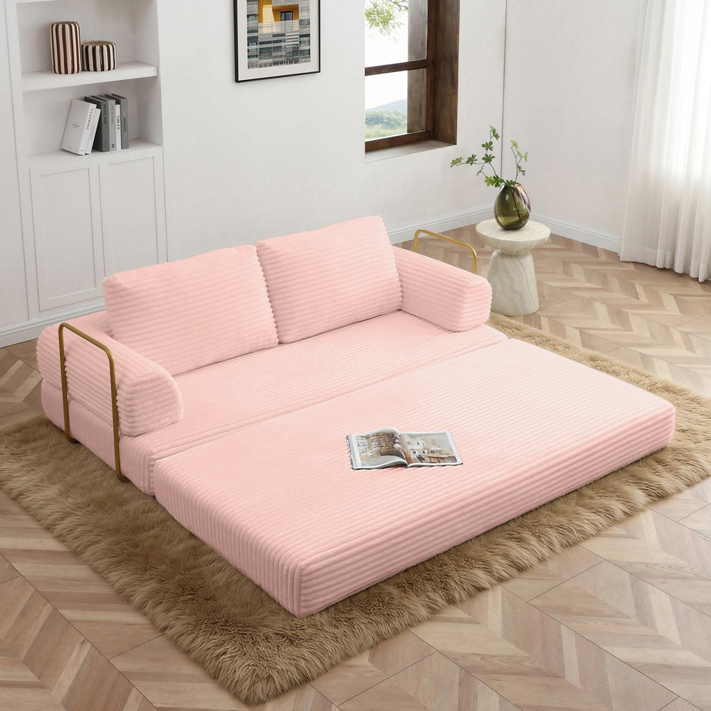 Pink Convertible Sleeper Sofa Bed I115338