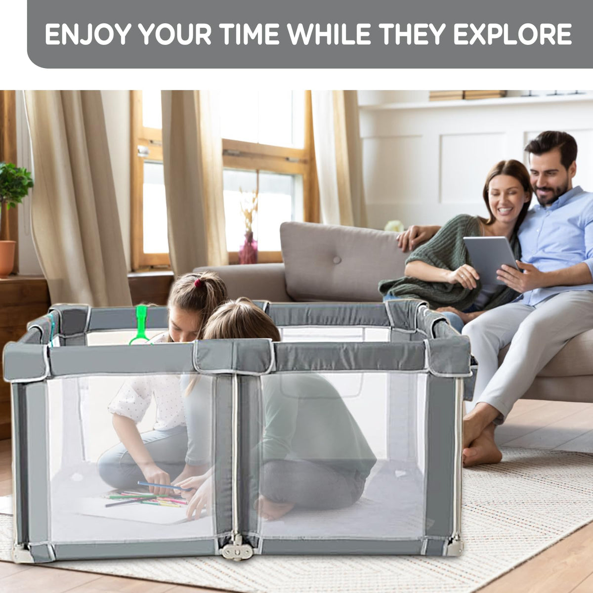 Foldable Baby Playpen with Mat T7089