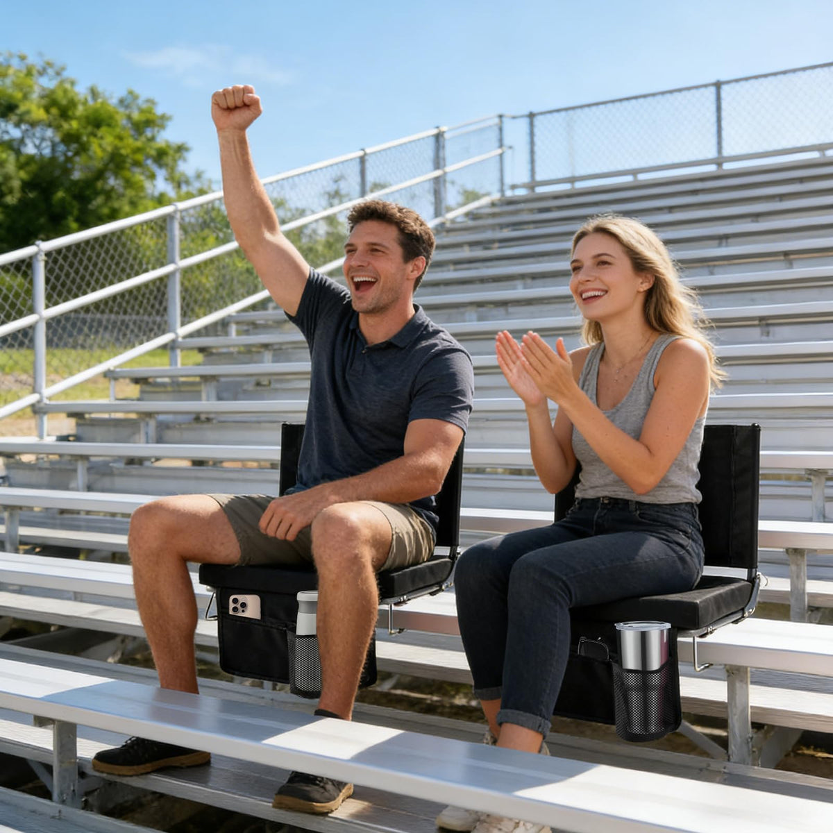 Stadium Seats with Back Support 2 Pack, Black F1288