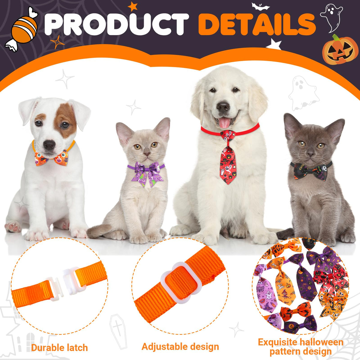 100 Pcs Dog Bow Ties Collar Set E9001