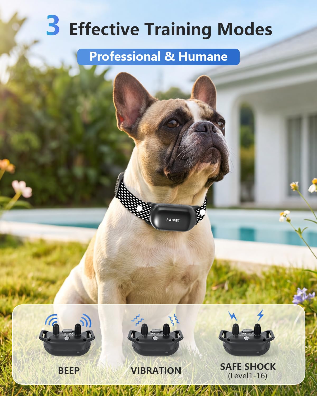 Rechargeable IPX7 Waterproof Dog Training Collar with Remote for 2 Dogs V1550