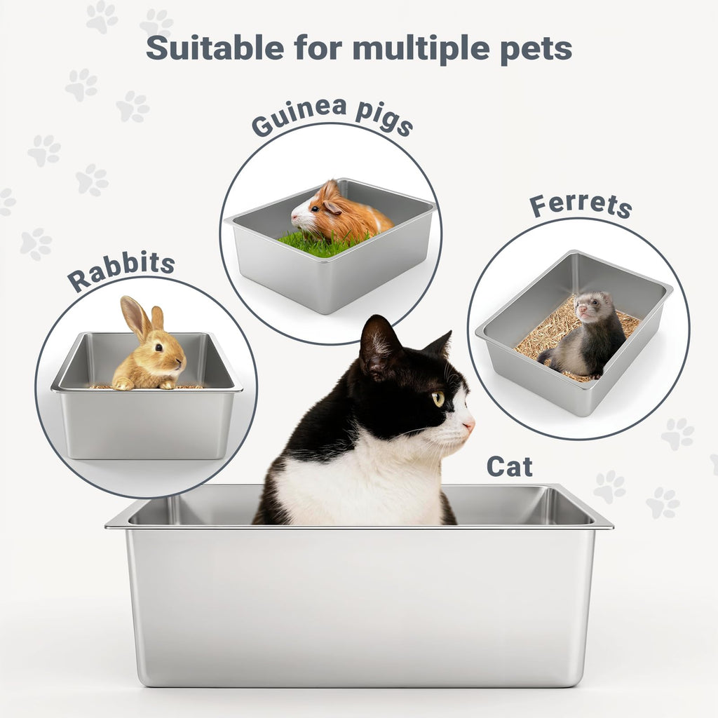 XL Stainless Steel High Sided Cat Litter Box K183