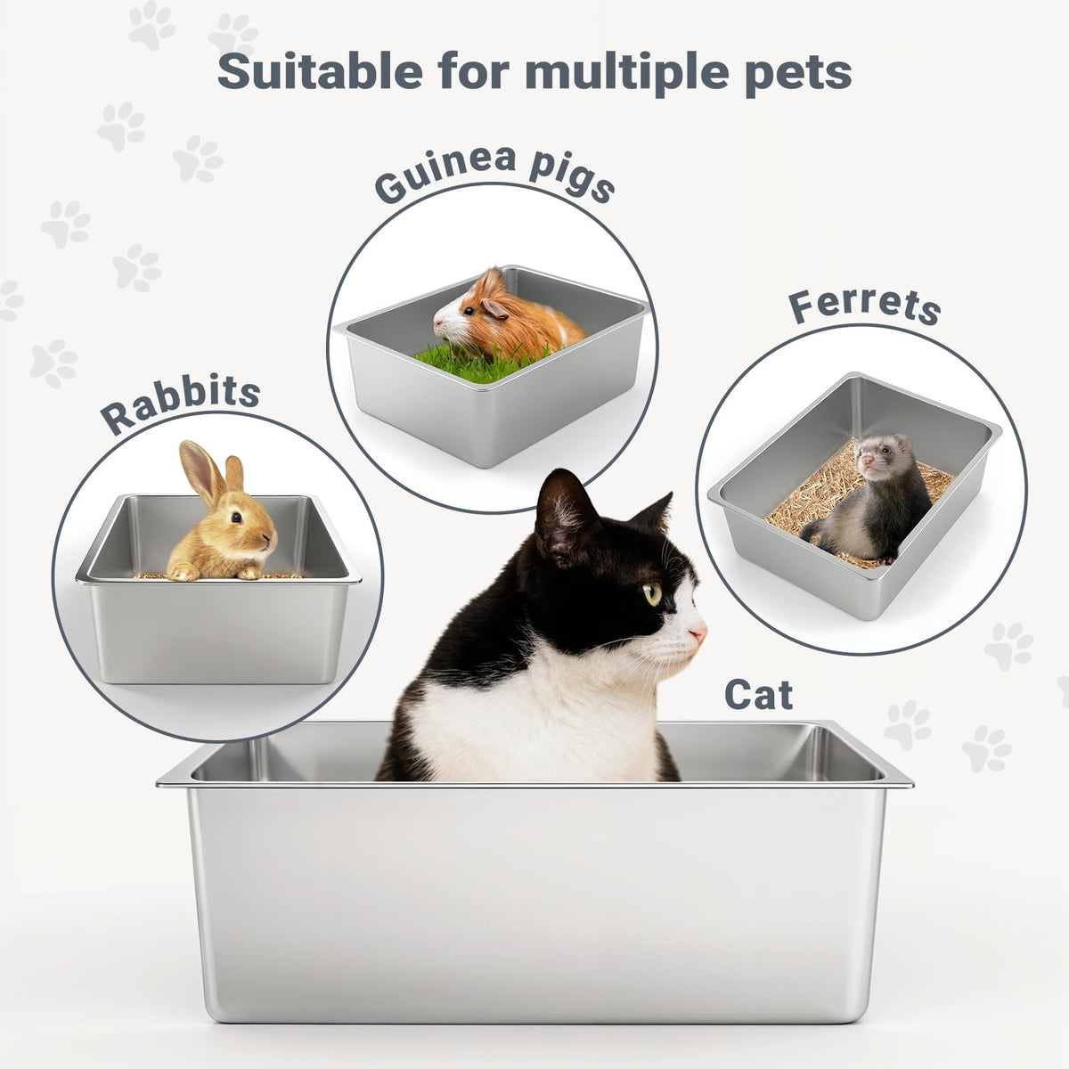 XL Stainless Steel High Sided Cat Litter Box K183