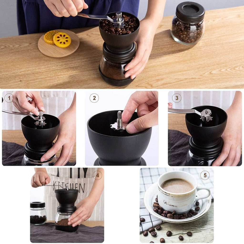 Manual Coffee Grinder with Ceramic Burr and 2 Glass Jars C714118