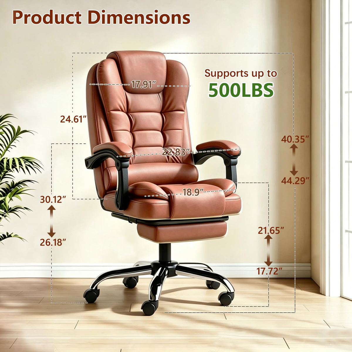 Ergonomic High Back Office Chair with Lumbar Support and Footrest I845694