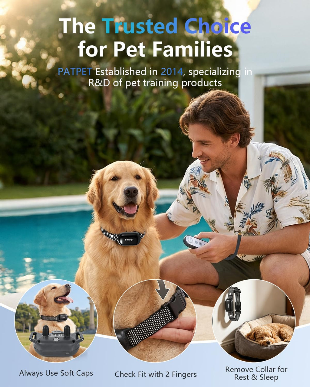 Rechargeable IPX7 Waterproof Dog Training Collar with Remote for 2 Dogs V1550