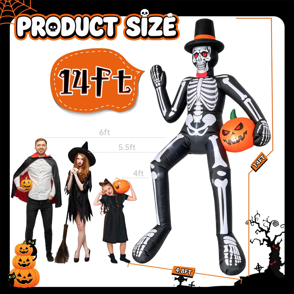 14FT Inflatable Sitting Skeleton Decorations U245581