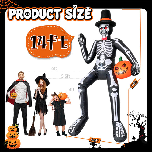 14FT Inflatable Sitting Skeleton Decorations U245581