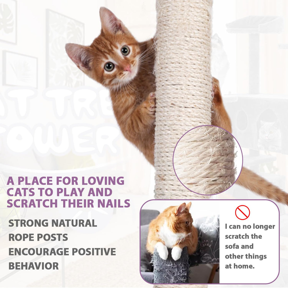 70 Inches Multi-Level Cat Tree with Scratching Posts X36710