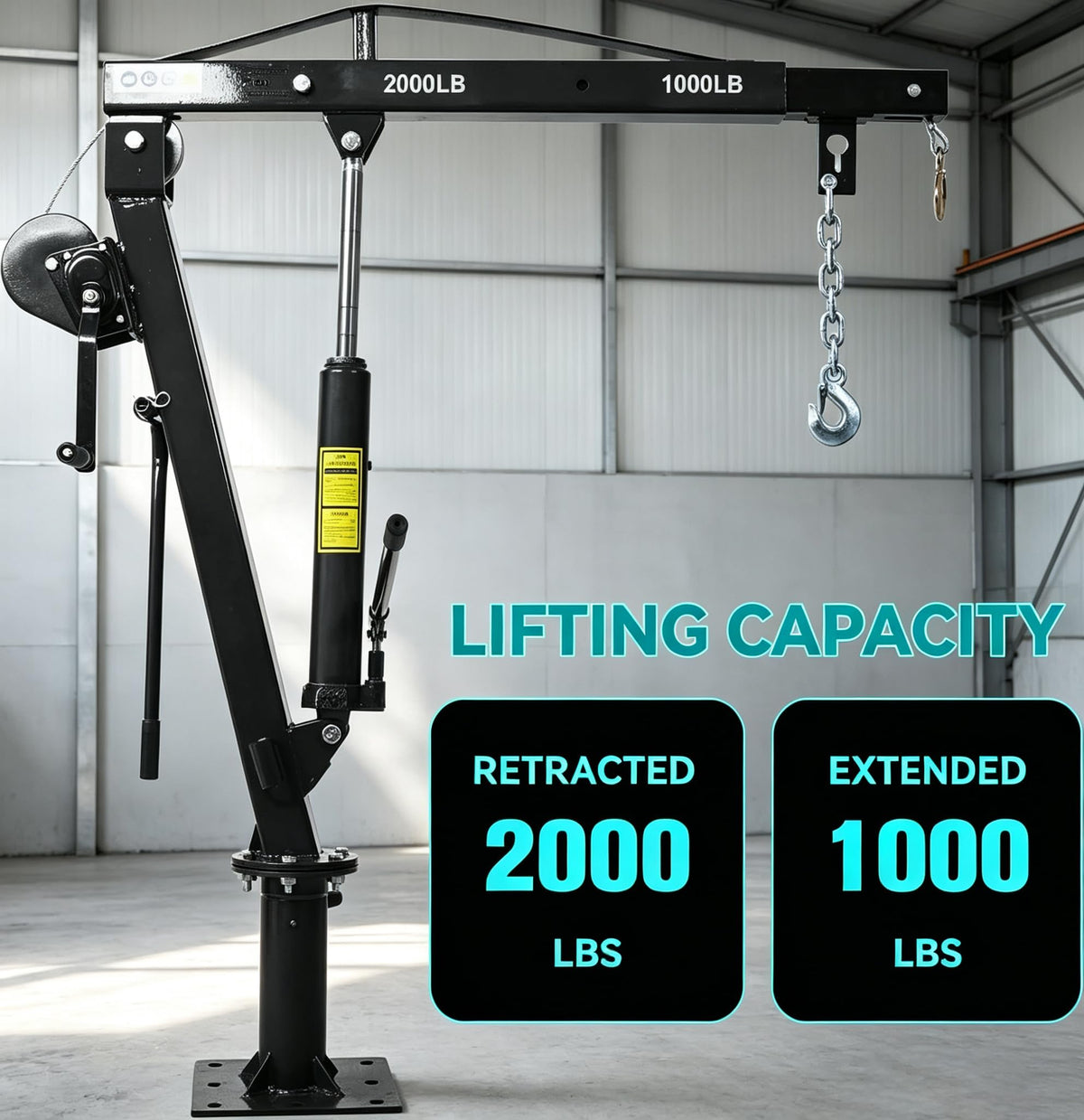 2000 lb Pickup Truck Davit Crane with Hand Winch A887790