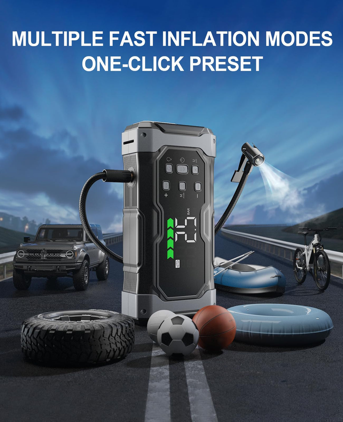 12V Portable Car Jump Starter with 150PSI Air Compressor Q349001