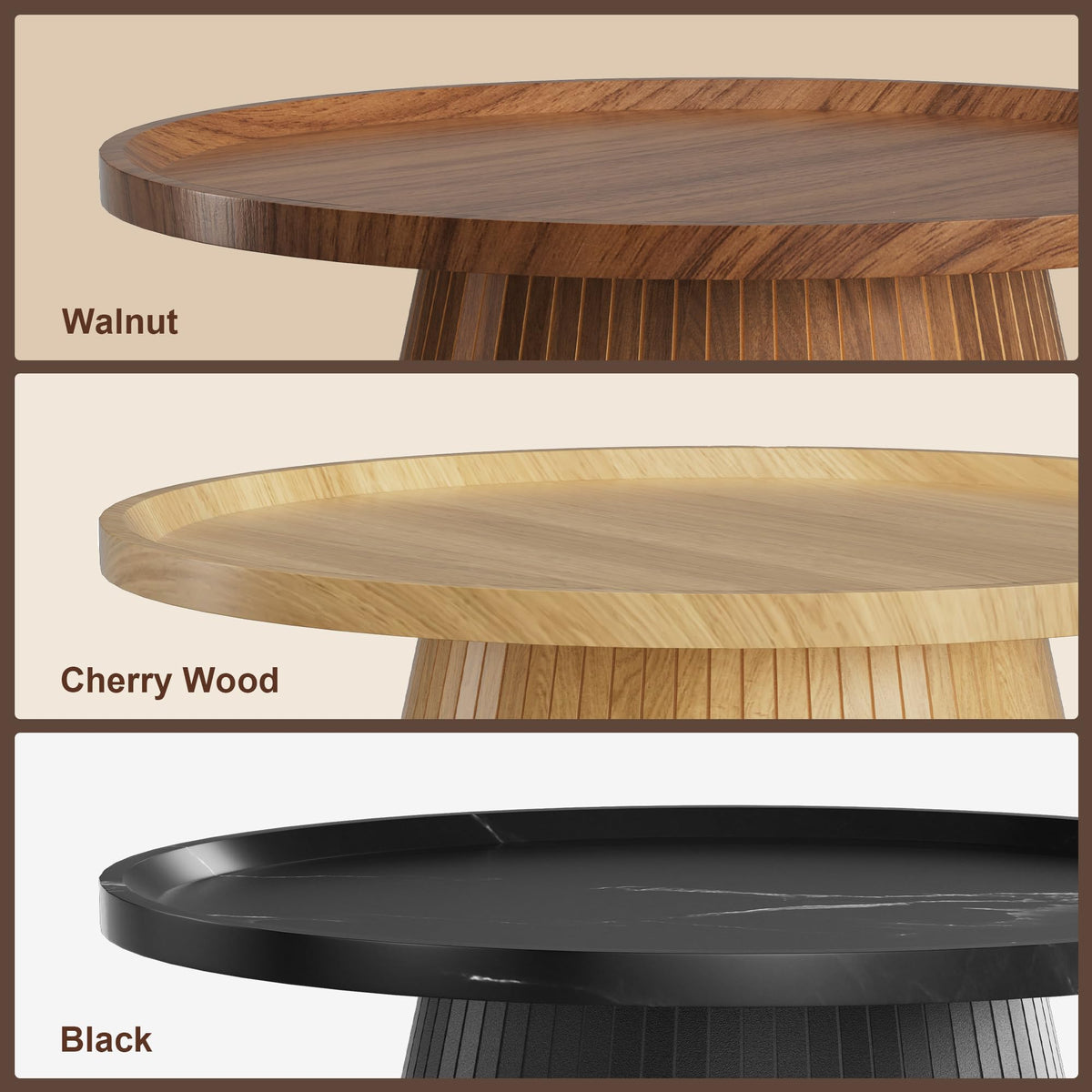 Coffee Table Set of 2 Fluted Drum U9895