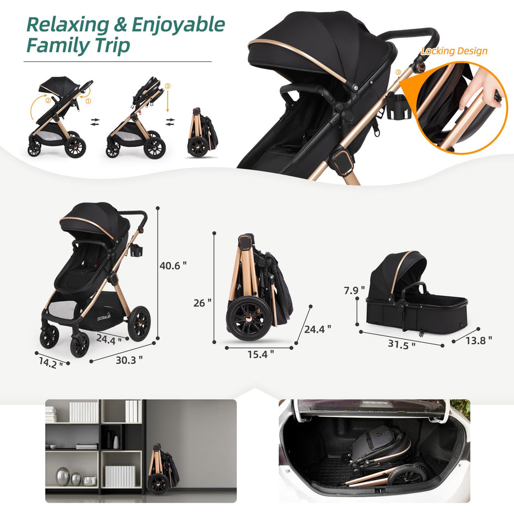 6-in-1 Convertible Baby Stroller with Bassinet O1846