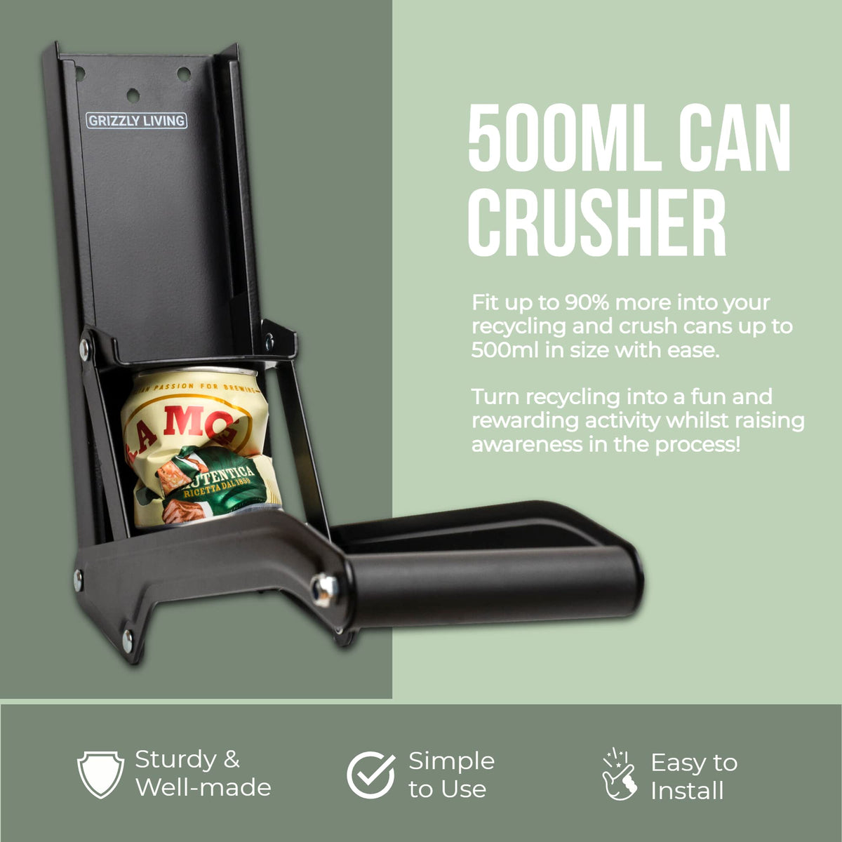 Heavy Duty Wall Mounted Can Crusher for 12-16oz Cans K121149