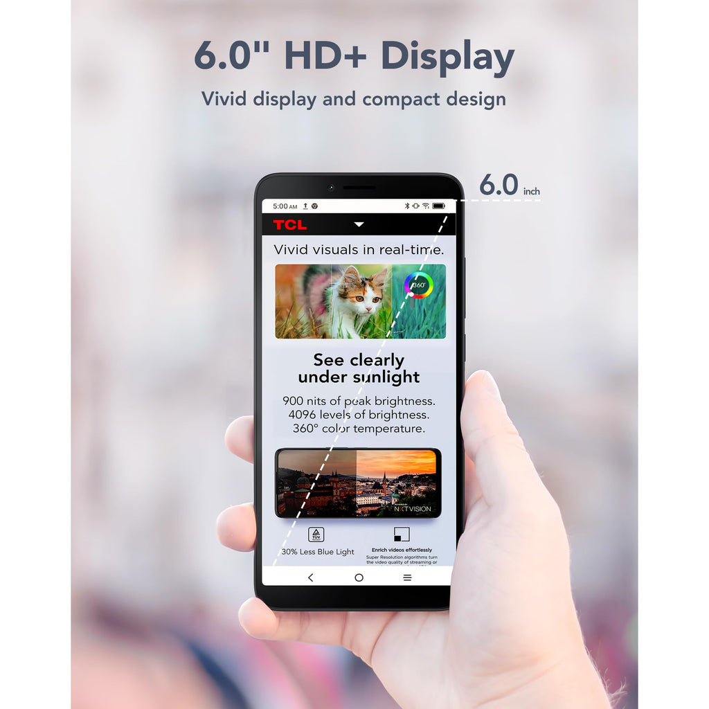 Unlocked Smartphone with 6.0" HD+ Display, 3+32GB, 3000mAh Battery, Android 13, Space Black I536389