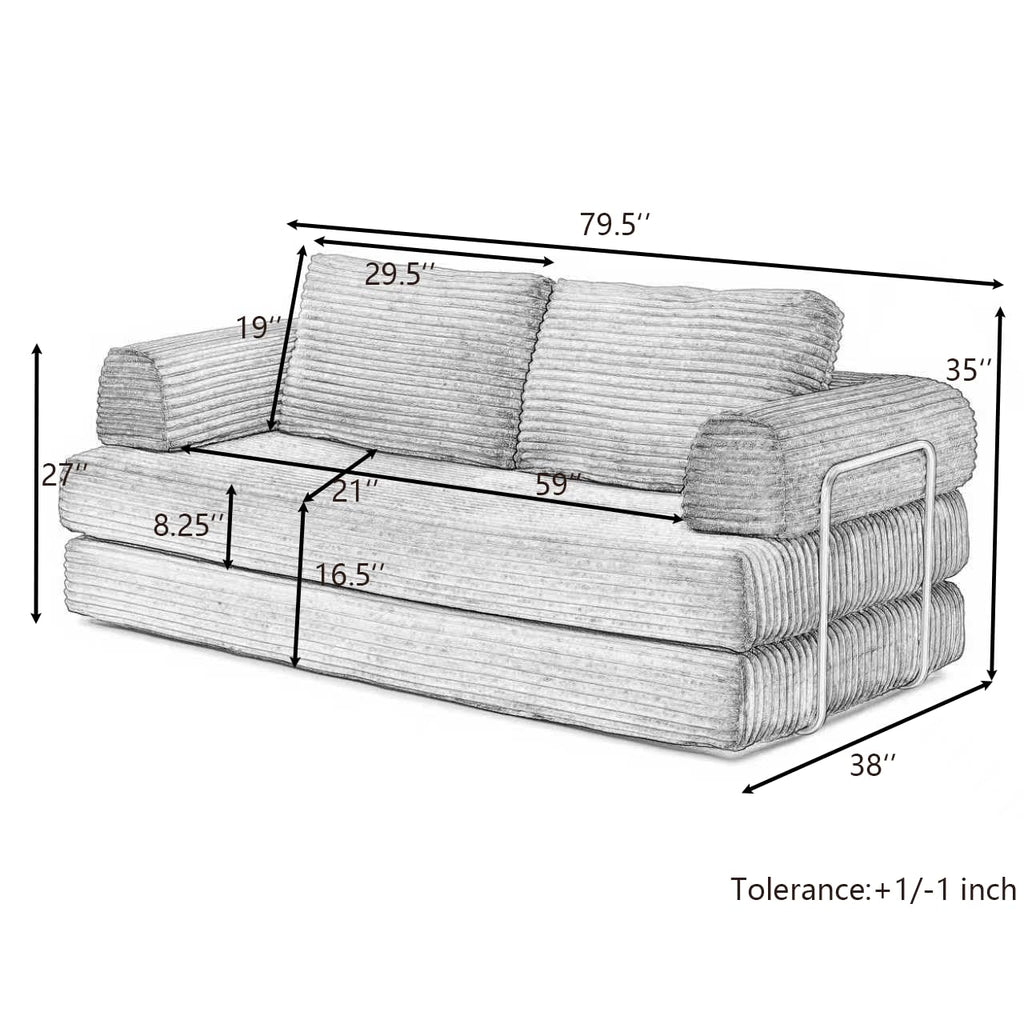 Pink Convertible Sleeper Sofa Bed I115338