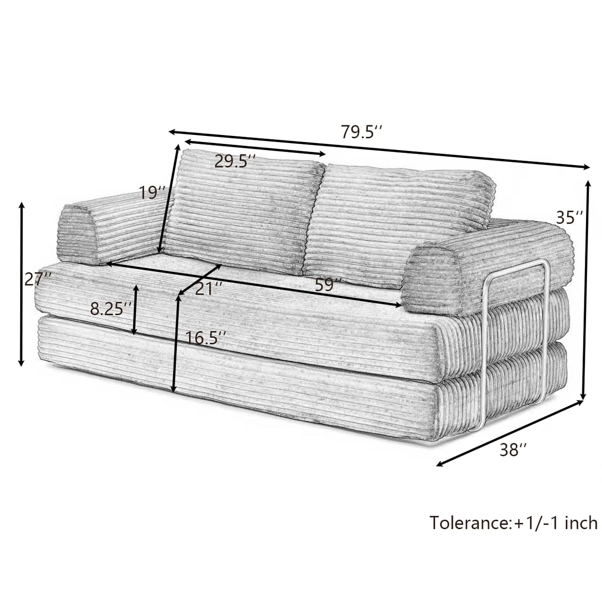 Pink Convertible Sleeper Sofa Bed I115338