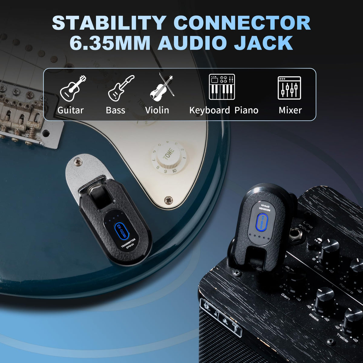 Wireless Guitar System 2.4GHz for Electric Guitar Bass U596206