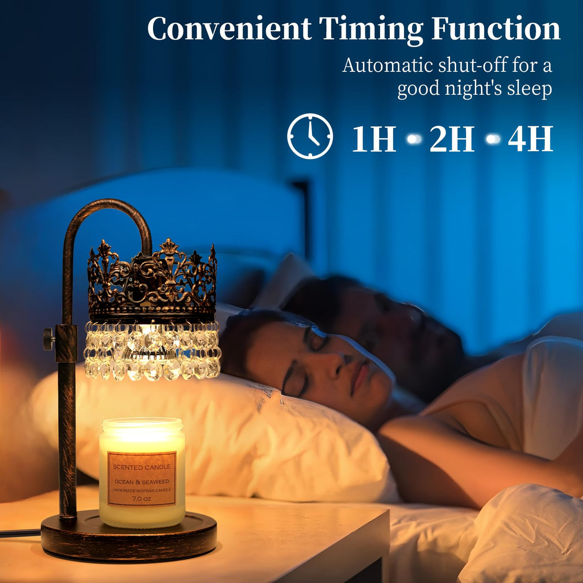 Candle Warmer Lamp with Timer Dimmer Adjustable Height Black Gold Brushed K1777