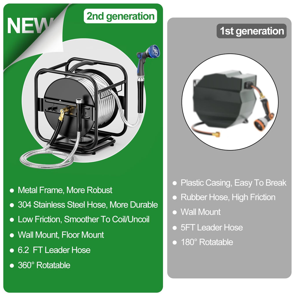 Garden Hose Reel With 100Ft Metal Water Pipe H17600