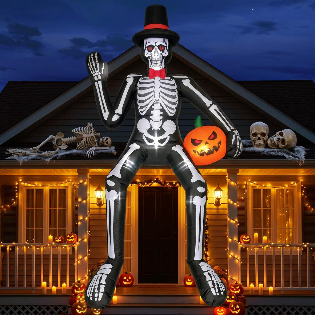 14FT Inflatable Sitting Skeleton Decorations U245581