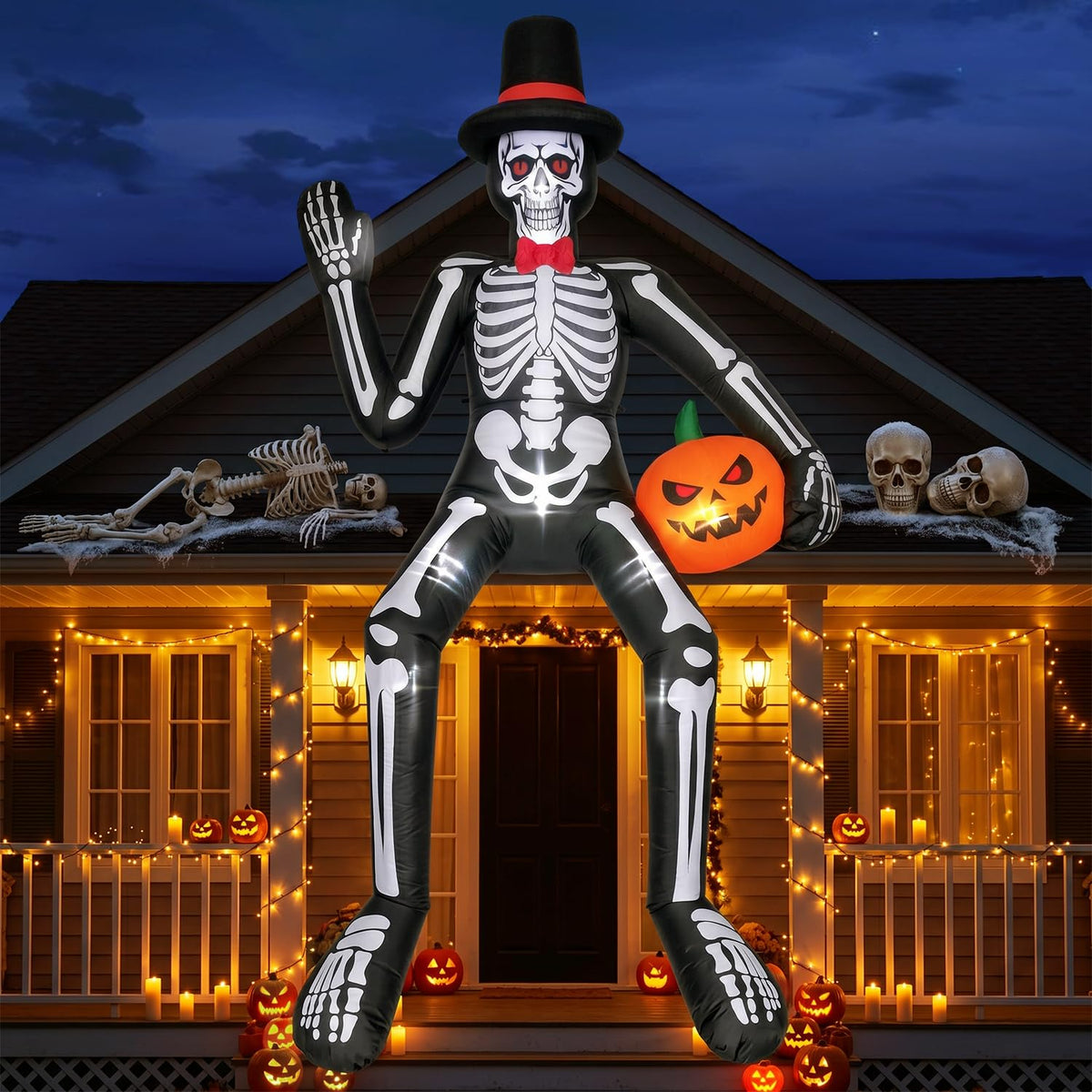 14FT Inflatable Sitting Skeleton Decorations U245581