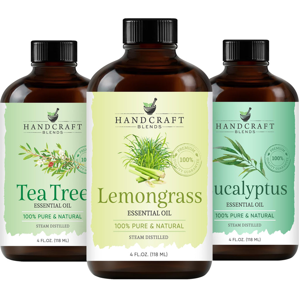 Eucalyptus Tea Tree and Lavender Essential Oil Set 4 Fl. Oz P487
