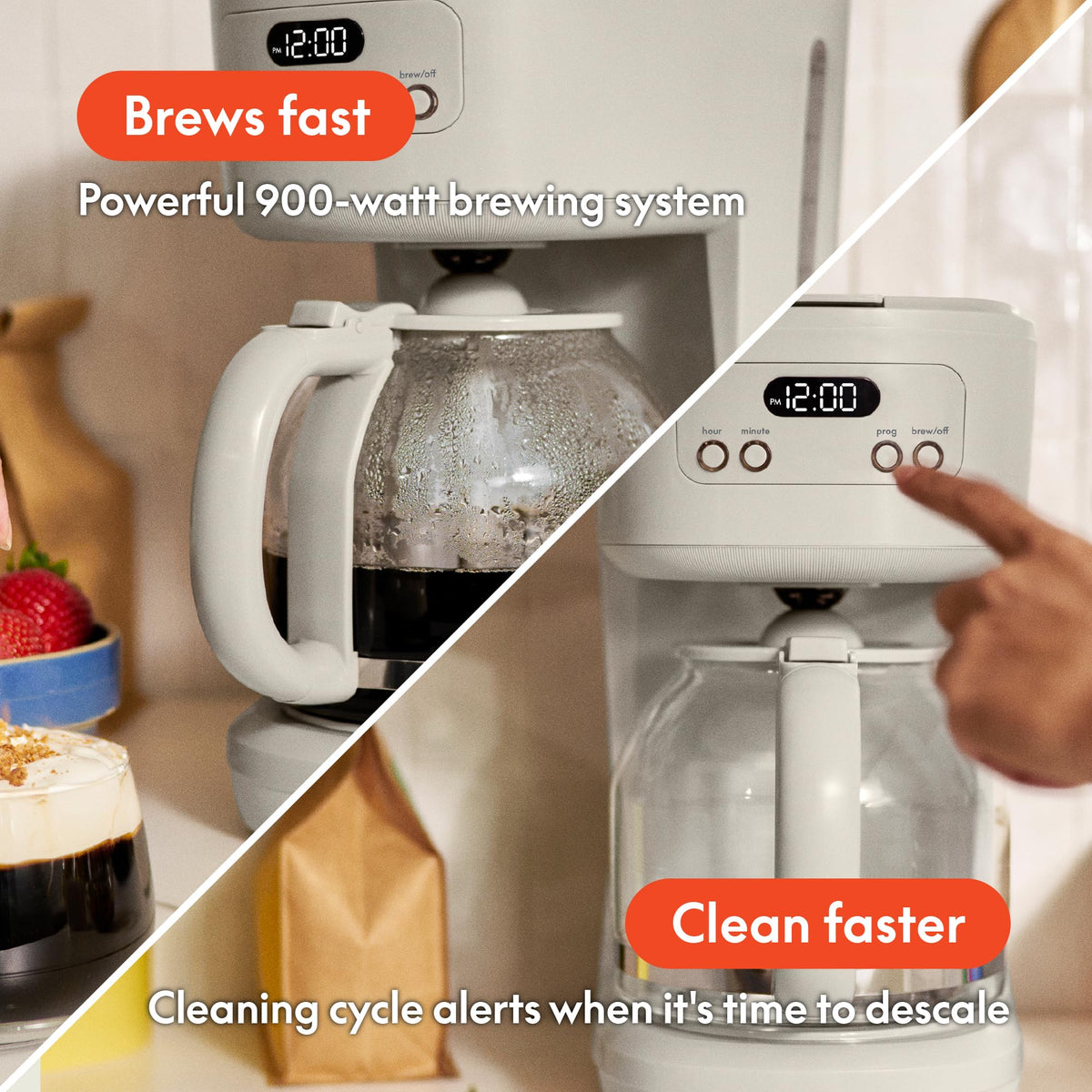 12-Cup Programmable Coffee Maker with Glass Carafe D462413
