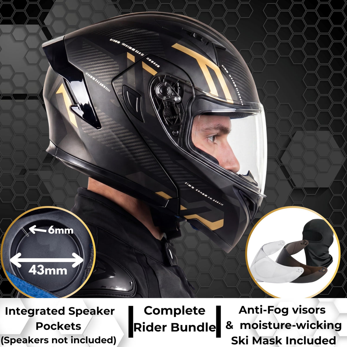 Modular Motorcycle Helmet DOT Approved Flip Up Dual Visor S918